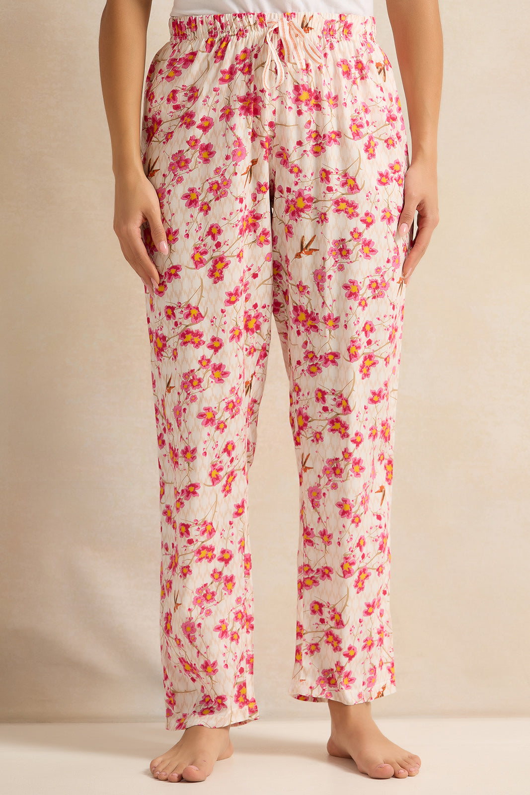 Women Pink Floral Print Pyjama Bottom