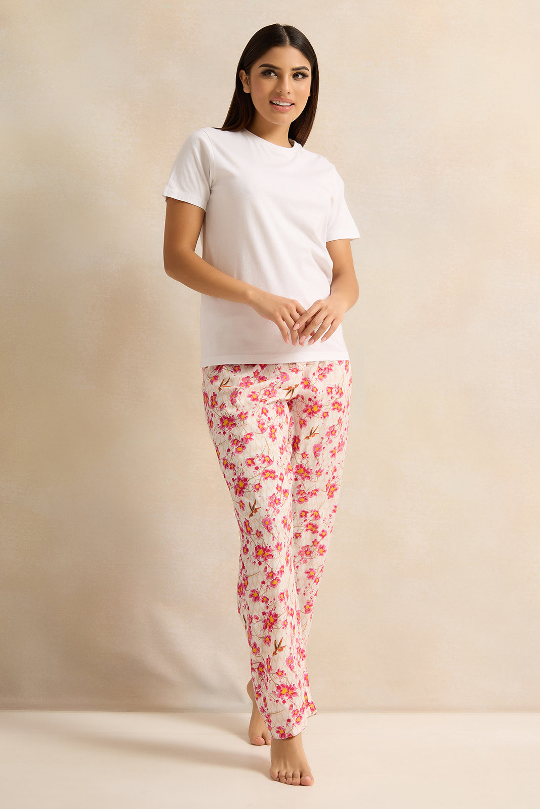 Women Pink Floral Print Pyjama Bottom