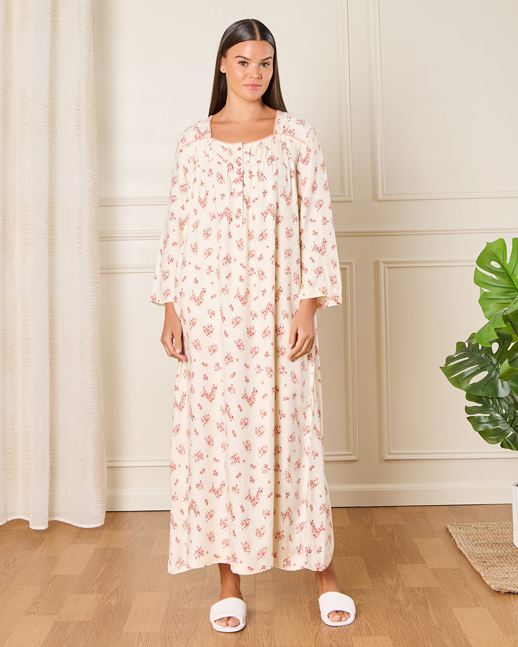 Women Ivory Printed Nightgown