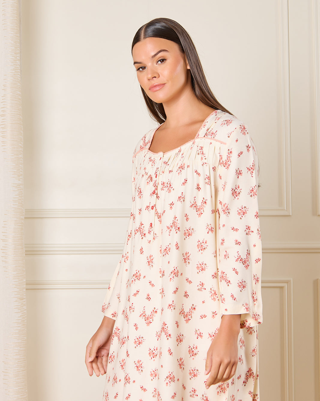 Women Ivory Printed Nightgown
