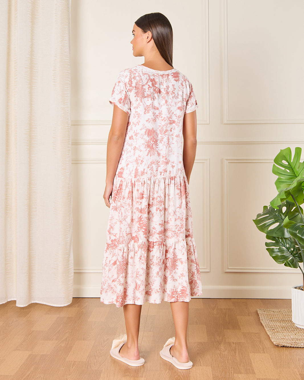 Women White Floral Printed Nightgown