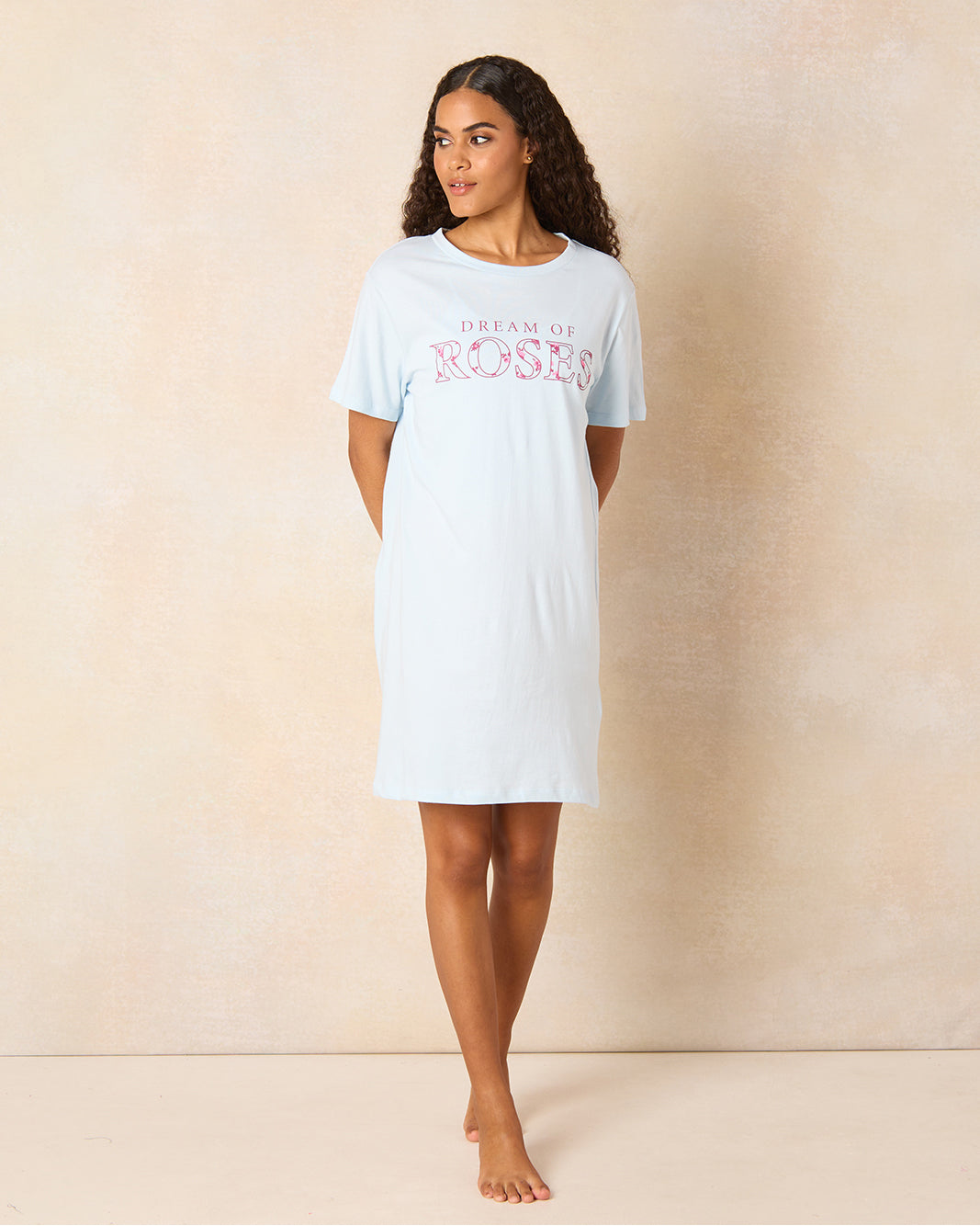 Women Blue Chest Print Nightshirt