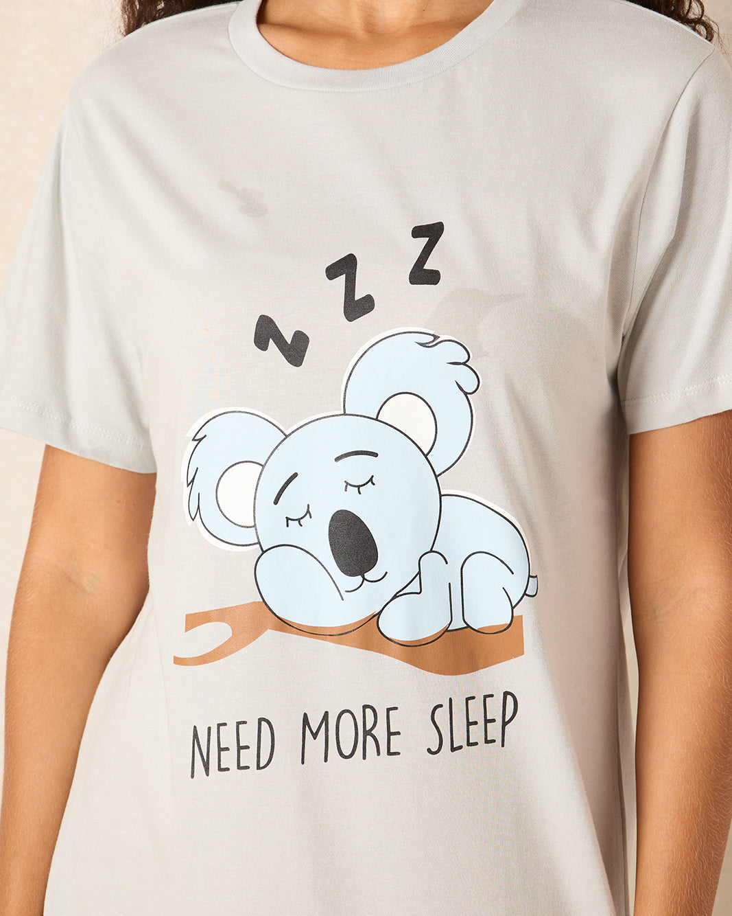 Women Grey Sleep Print Nightshirt