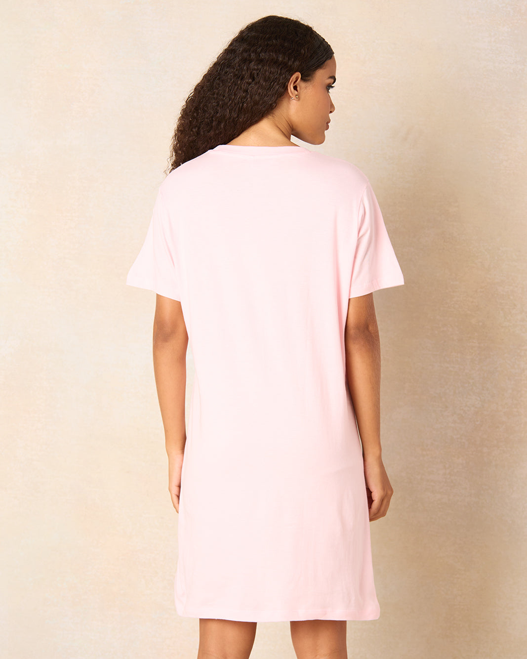 Women Pink Stars Print Nightshirt