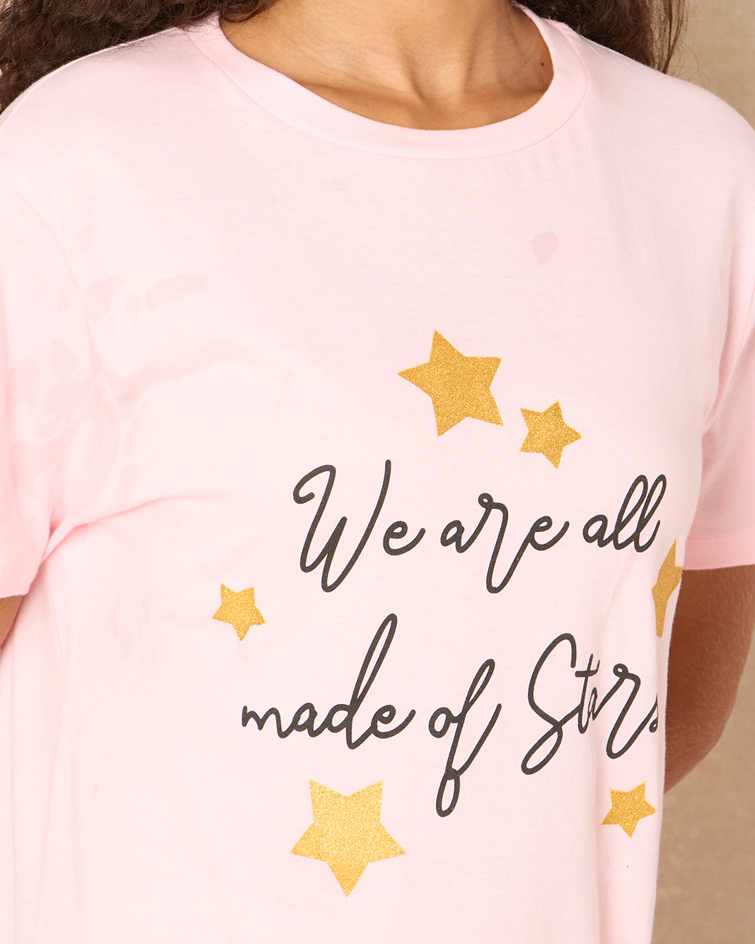Women Pink Stars Print Nightshirt