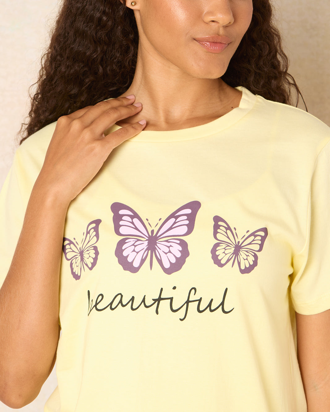 Women Yellow Printed Nightshirt