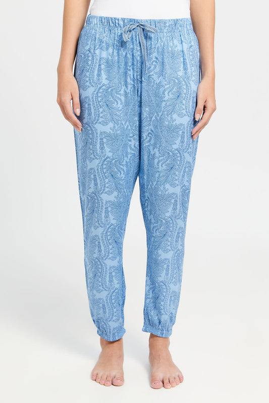 Women Blue Printed Pyjama Bottom