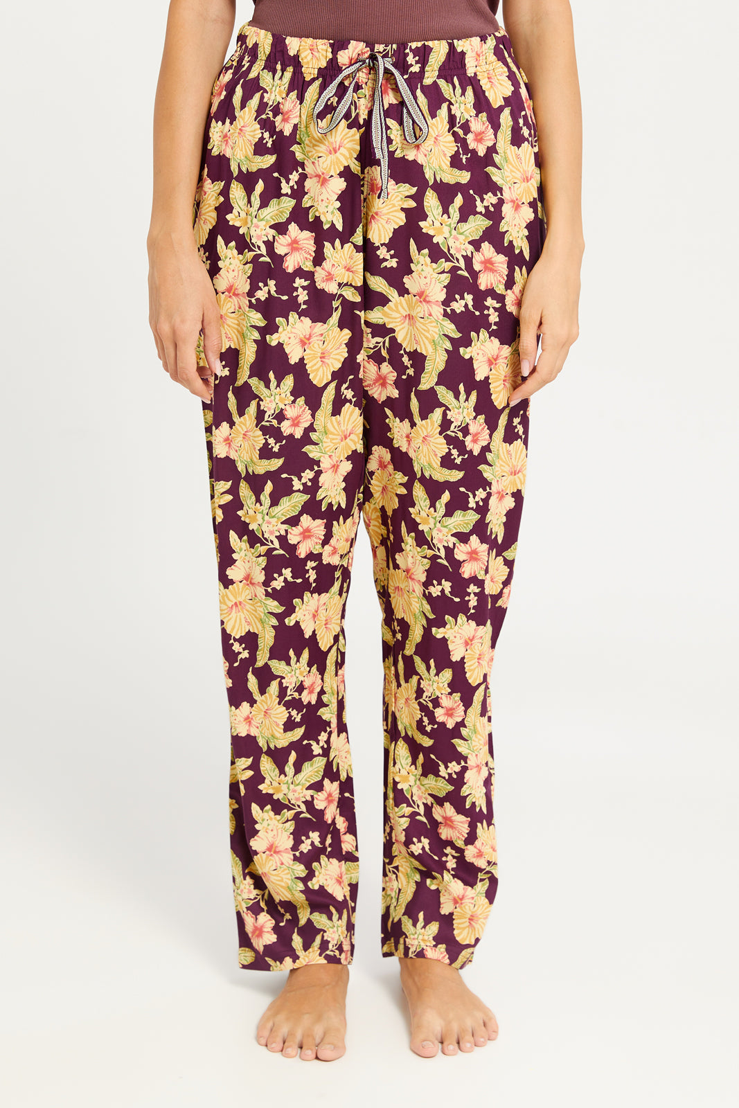 Women Purple Woven Pyjama Bottom