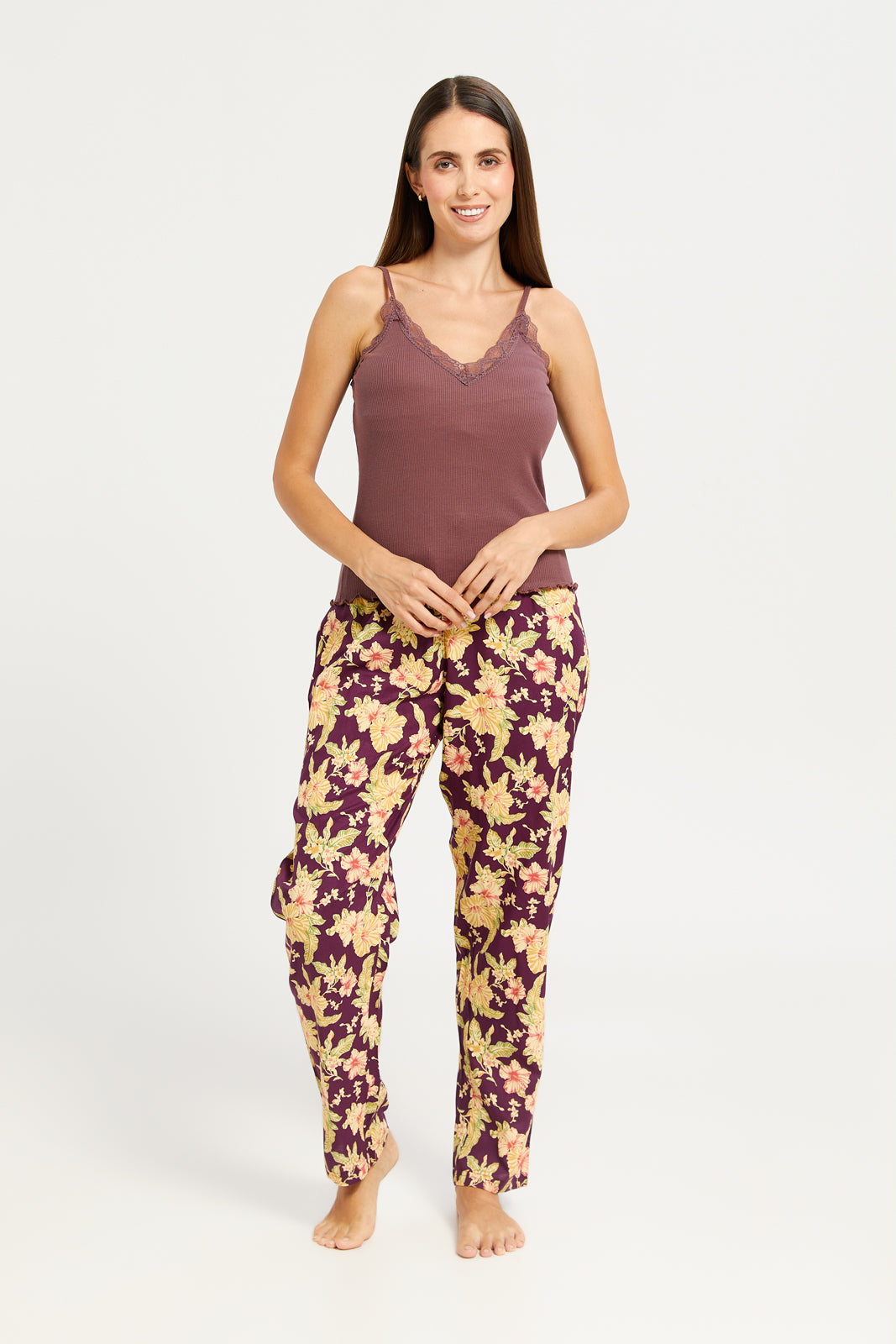Women Purple Woven Pyjama Bottom