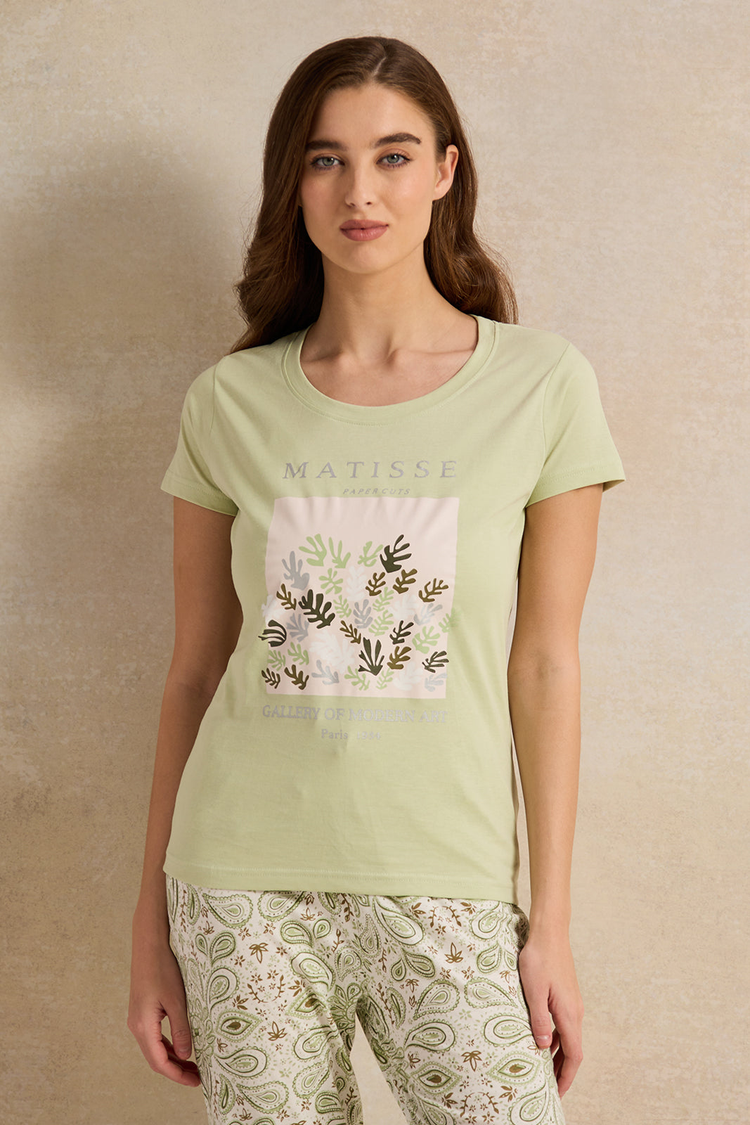 Women Green Floral Print Pyjama Set (2 Piece)