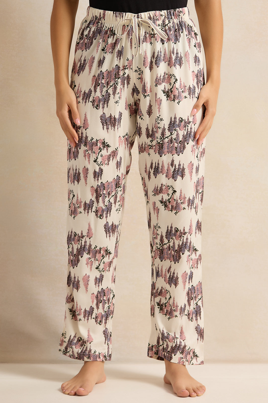Women Beige Print Pyjama Bottom
