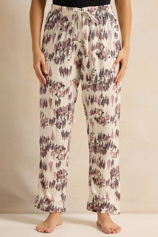 Women Beige Print Pyjama Bottom