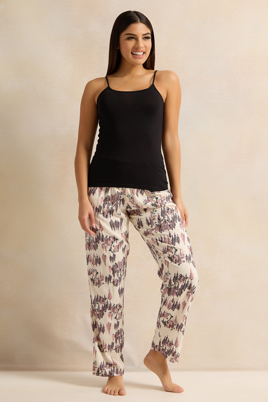 Women Beige Print Pyjama Bottom
