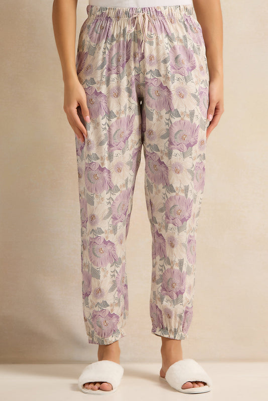 Women Lilac Print Pyjama Bottom