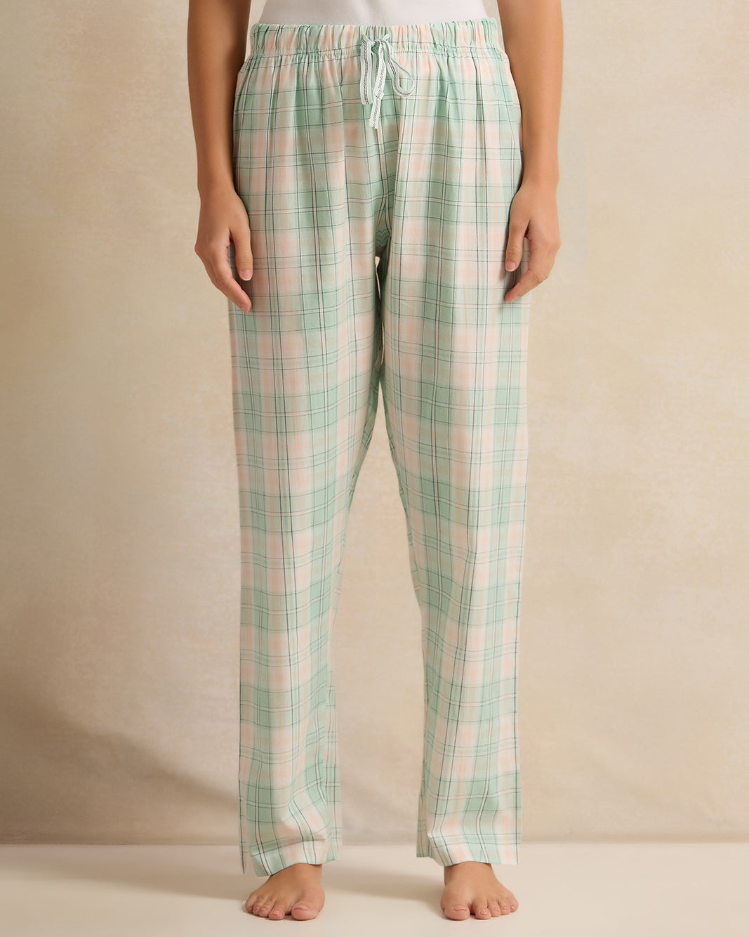 Women Green Checkered Pyjama Bottom