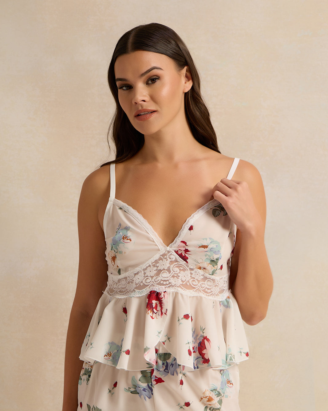 Women Ivory Printed Short Cami Set (2 Piece)