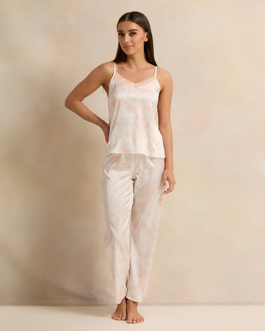Women Pink Satin Cami Set