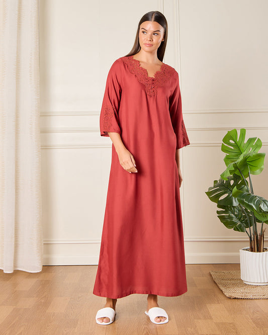 Women Red Lace Nightgown