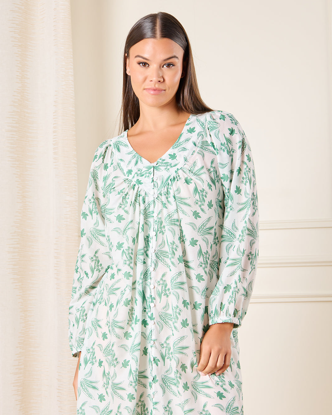 Women White All-Over Printed Nightgown