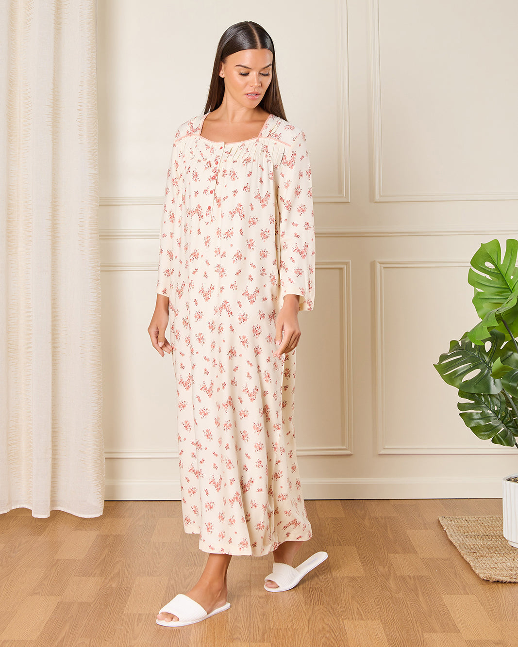 Women Ivory Printed Nightgown