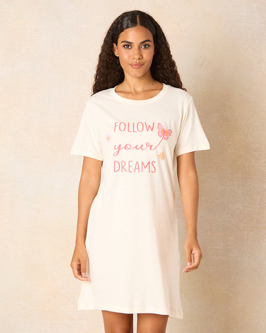 Women Pink Printed Nightshirt