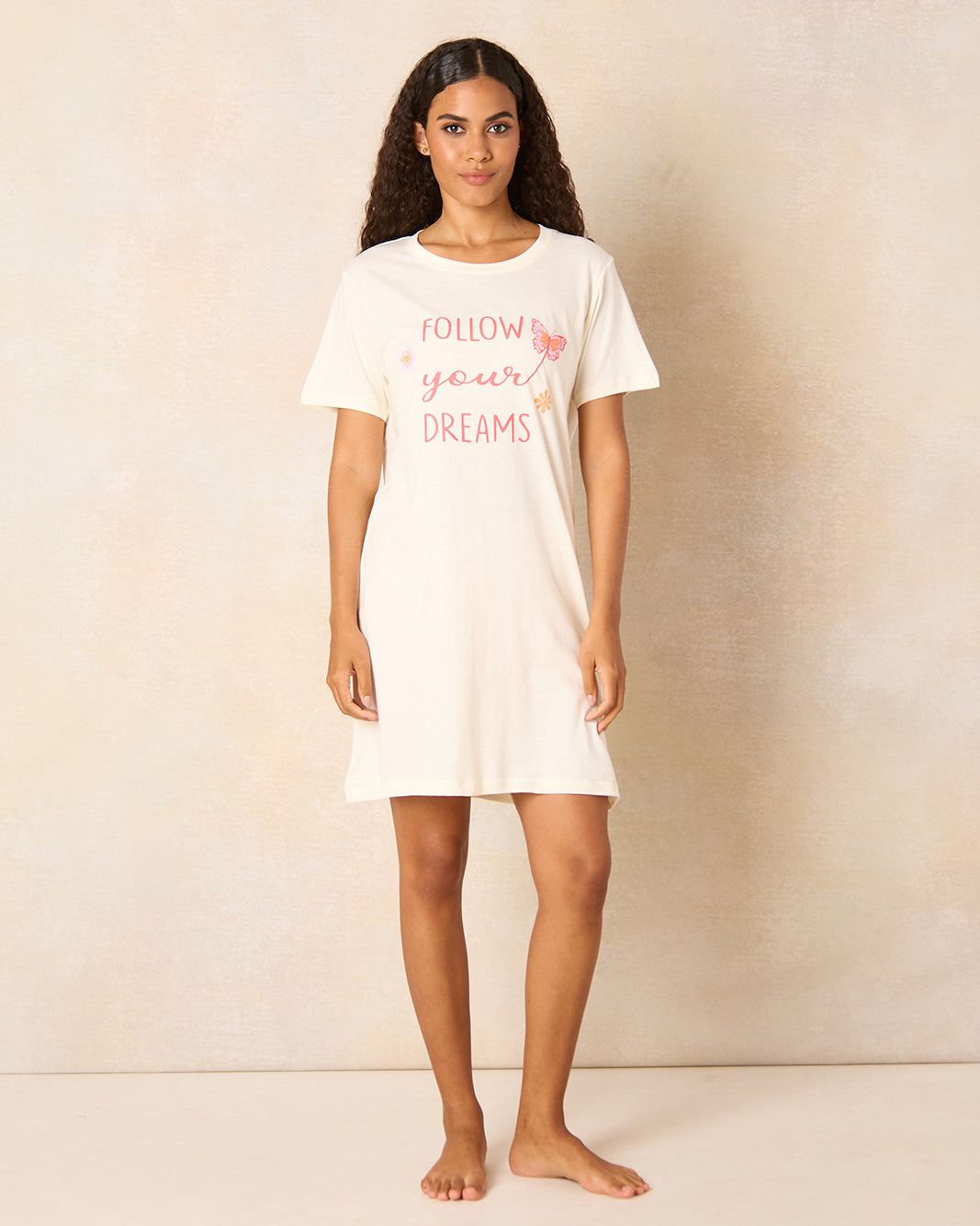 Women Pink Printed Nightshirt