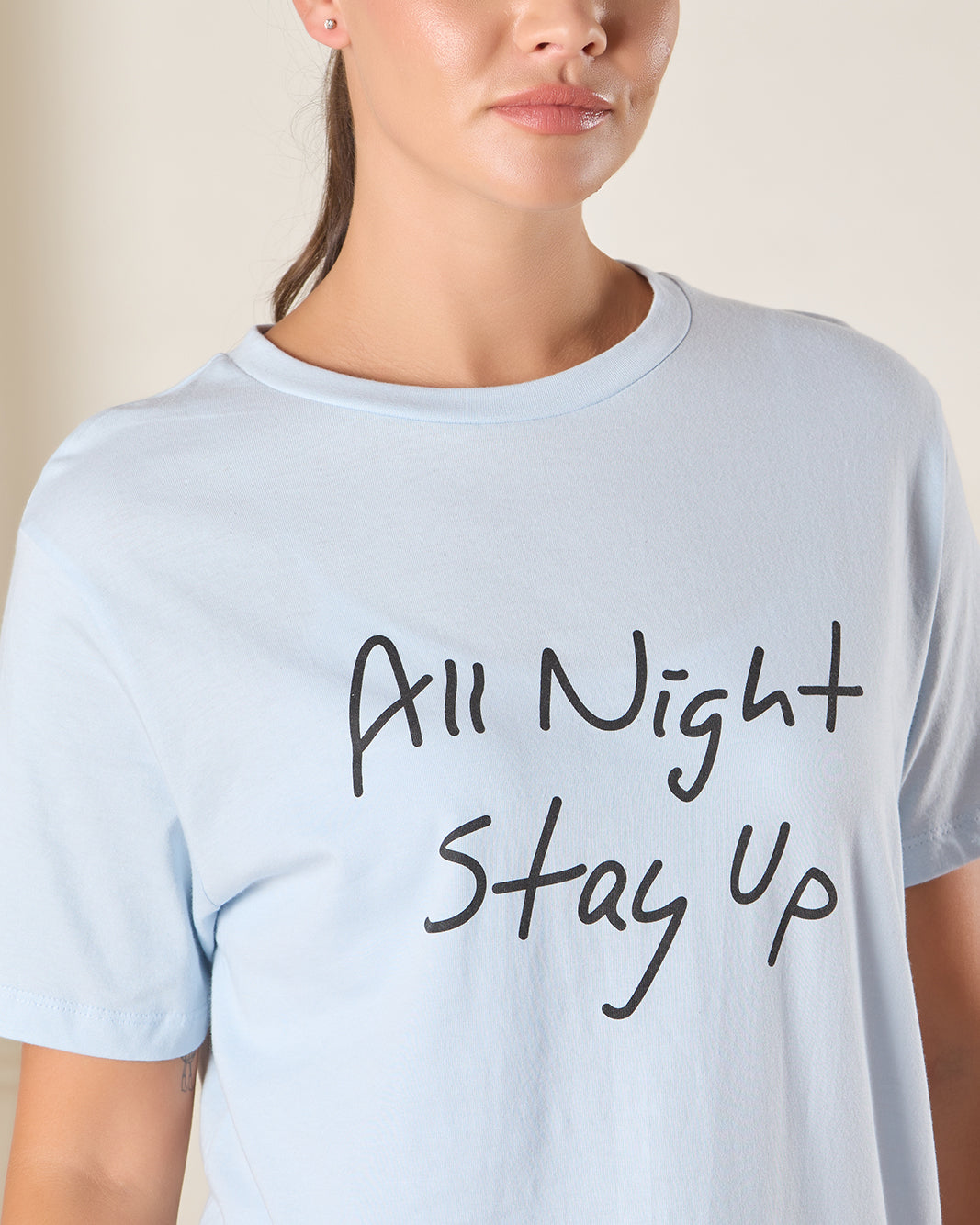 Women Blue Printed Nightshirt