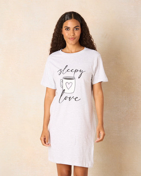 Women Grey Printed Nightshirt