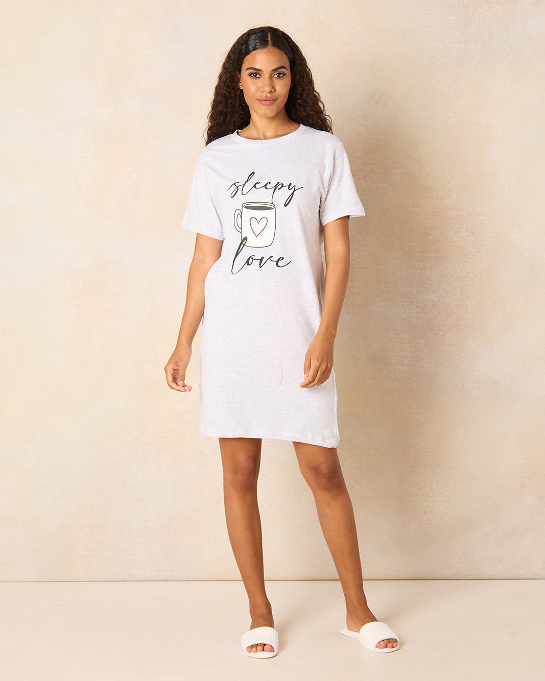 Women Grey Printed Nightshirt