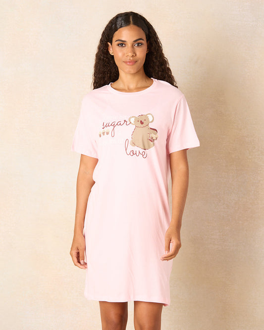Women Pink Printed Nightshirt